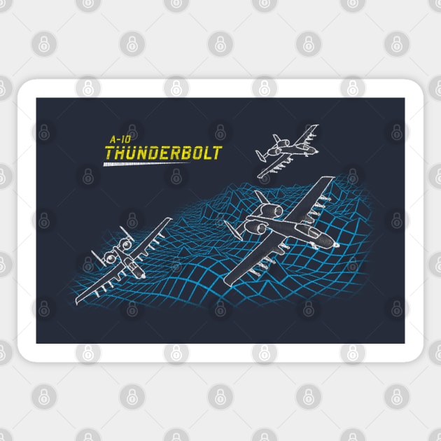 Vintage A-10 Thunderbolt Fighter Jet Sticker by patrickkingart